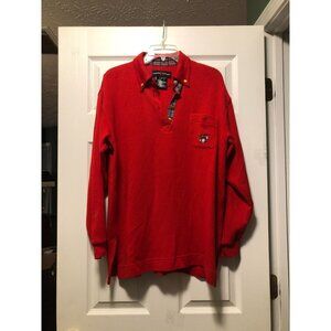 escada sport women's red 67%wool 33%cotton long sleeve polo size: M